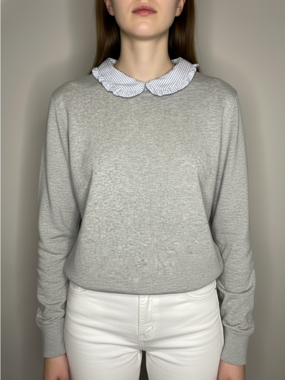 🎀 Brooks Brothers Cotton Ruffle Peter Pan Collar Sweater 🎀